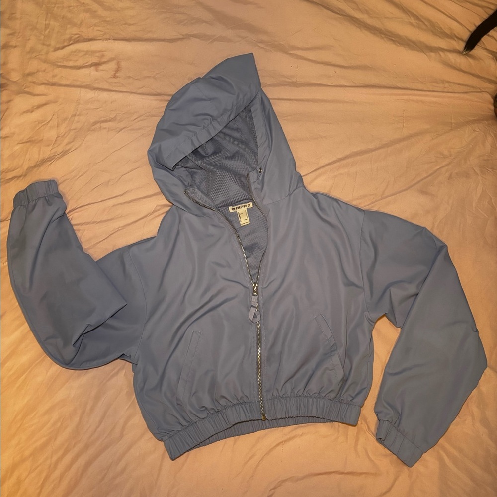 🩵Forever 21 Blue Lightweight Hooded Jacket